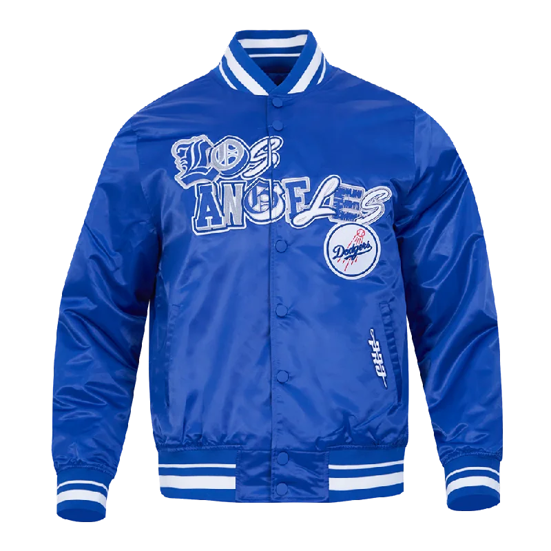 MLB LOS ANGELES DODGERS CITY RANSOM MEN'S RIB SATIN JACKET (DODGER BLUE) Gym