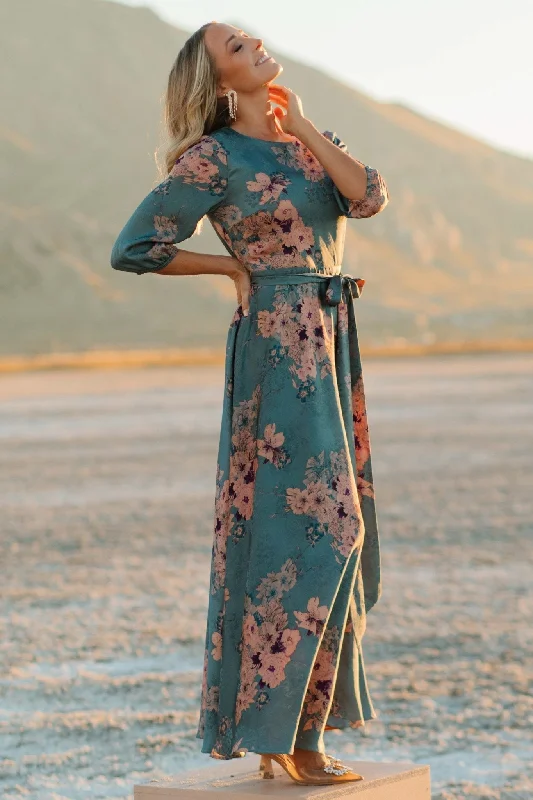Paula Satin Maxi Dress | Blue + Pink Multi Refined Women's Classic 