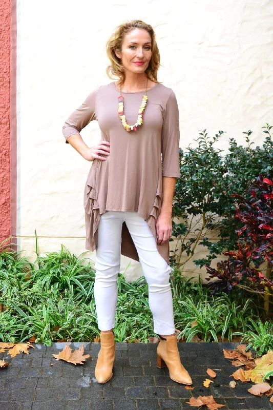 Mocha Jersey Hi Low Tunic Top Bold Women's Animal Print