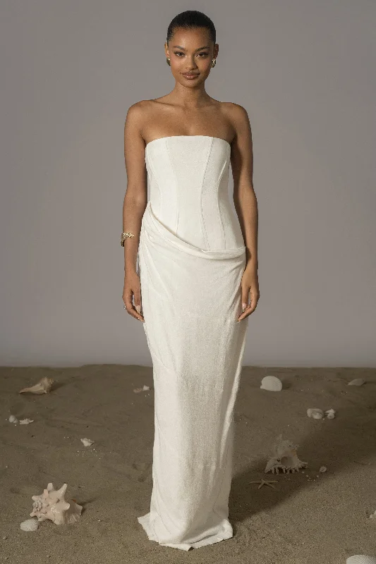 Ivory Journey Linen Maxi Dress Modern Women's 