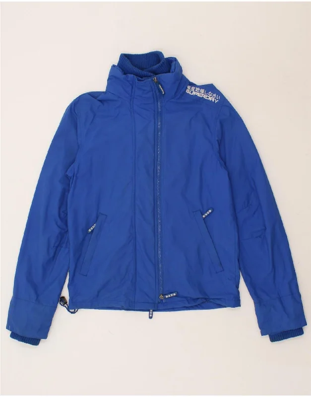 SUPERDRY Womens Windbreaker Jacket UK 14 Medium Blue Nylon Relaxed Women's Beachy