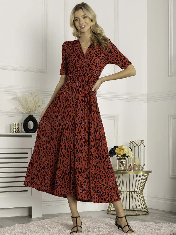 Jolie Moi Akayla Printed Jersey Maxi Dress, Red Animal Feminine Women's Soft 