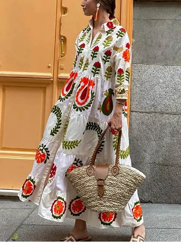 Bohemian Loose Stylish Print Dress Relaxed Women's 