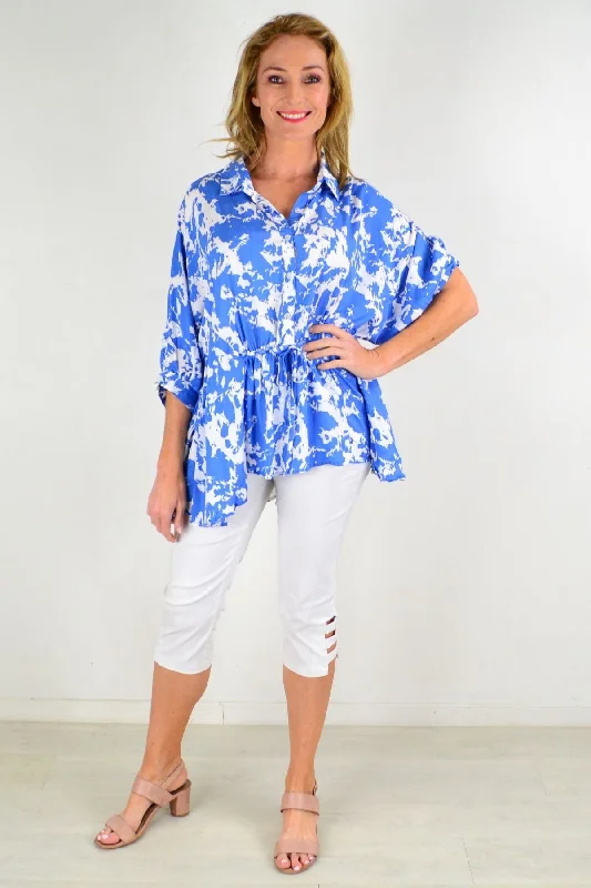 Blue Follow Me Relaxed Fit Tunic Blouse Edgy Women's Punk