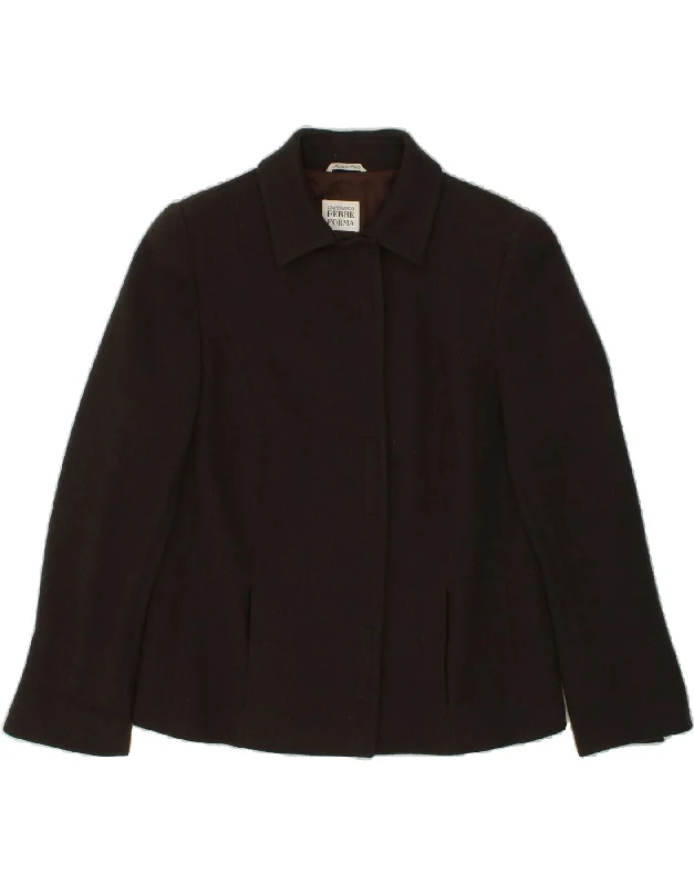 FERRE Womens Pea Coat UK 16 Large  Brown Wool Adventure