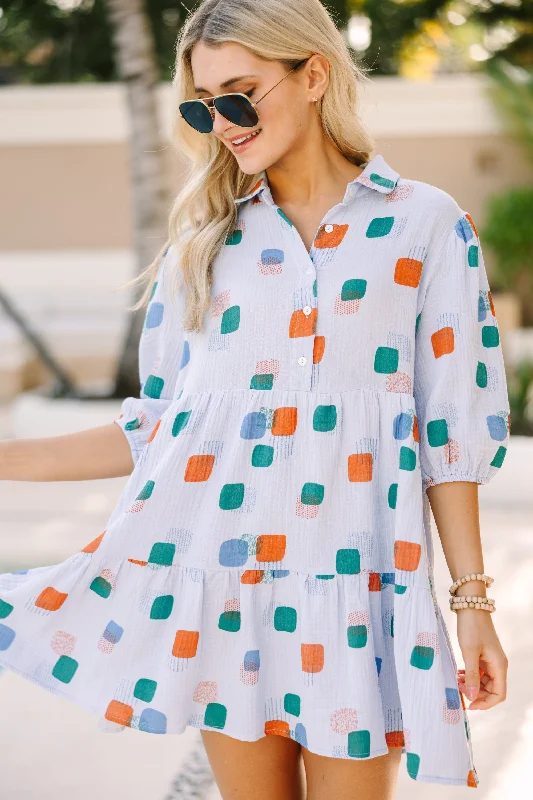 Run Away With Me Light Blue Abstract Dress Vacation