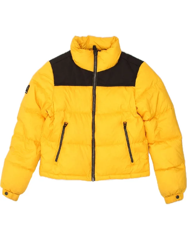 SUPERDRY Womens Oversized Padded Jacket UK 8 Small Yellow Colourblock Edgy Women's Punk SUPERDRY Womens Oversized Padded Jacket UK 8 Small Yellow Colourblock Edgy Women's Punk