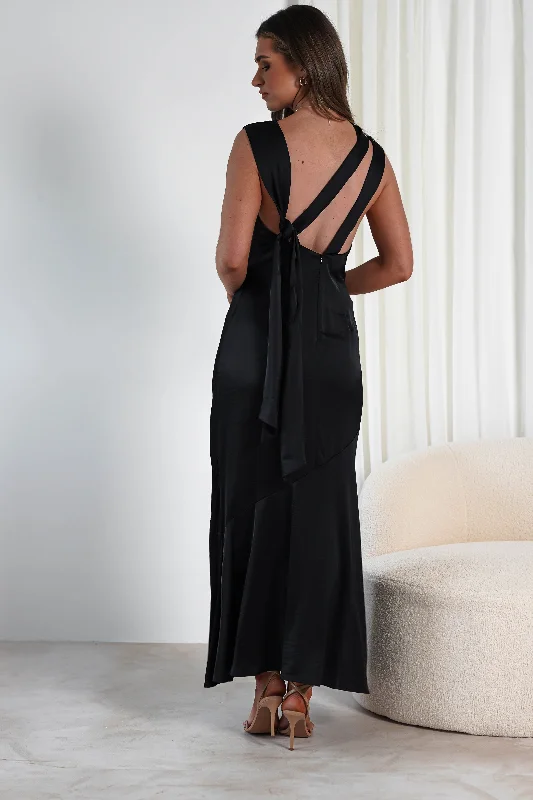 Avelina Soft Satin Maxi Dress | Black Bold Women's Statement