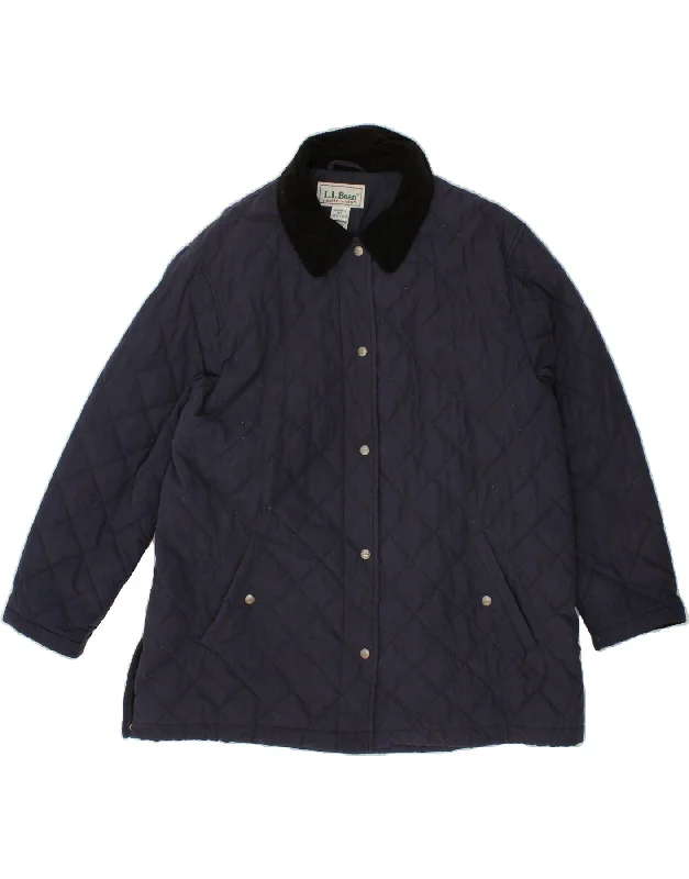 EDDIE BAUER Womens Quilted Jacket UK 18 XL Navy Blue Polyester Polished Women's Silk
