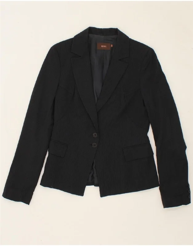 REISS Womens 2 Button Blazer Jacket UK 10 Small Black Pinstripe Wool Business