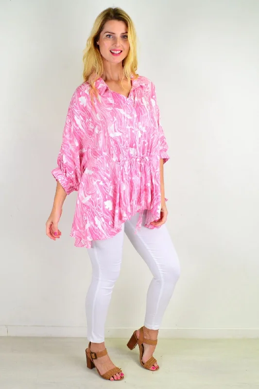 Pink River Relaxed Fit Tunic Blouse Unique Women's Upcycled