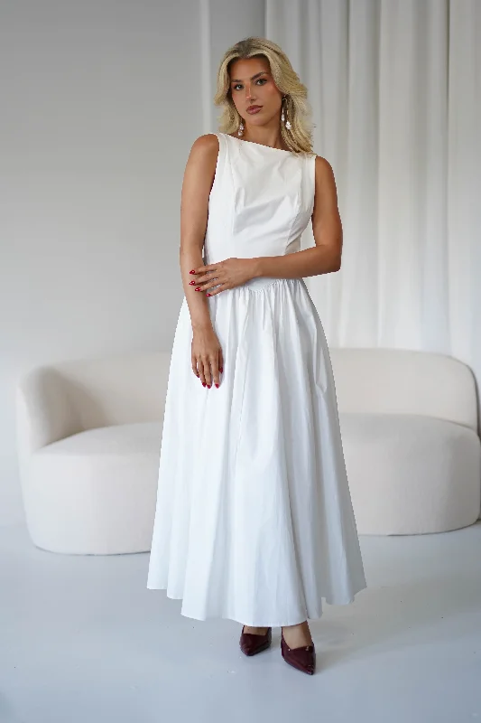 Lanelle Cotton Midaxi Dress | White Compression