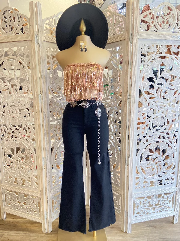 Fringe Rose Gold Sparkle Top Street