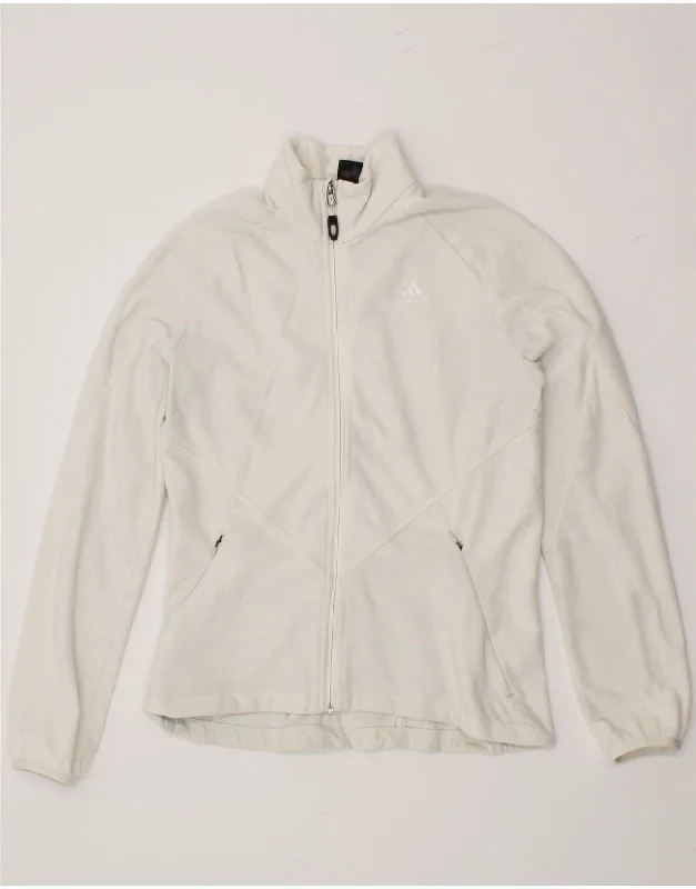 ADIDAS Womens Fleece Jacket UK 14 Medium White Polyester Practical Women's Multi - 
