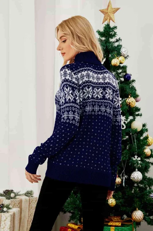 Christmas Snowflake Fair Isle Turtleneck Sweater by VYSN Luxurious Women's High -  end