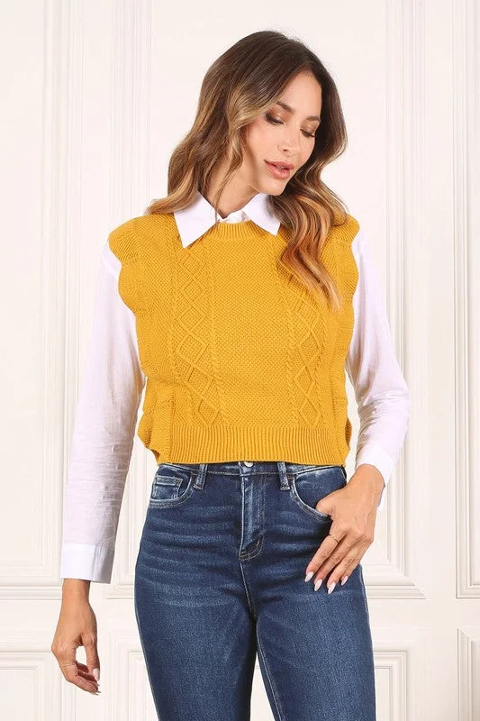 Ruffle Sweater Vest Laid - back Women's Vibe
