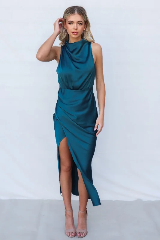 Diaz Midi Dress - Teal Laid - back Women's Style