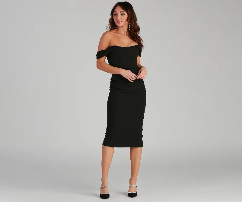 Sheila Crepe Corset Charming Midi Formal Dress Athletic Women's High - 