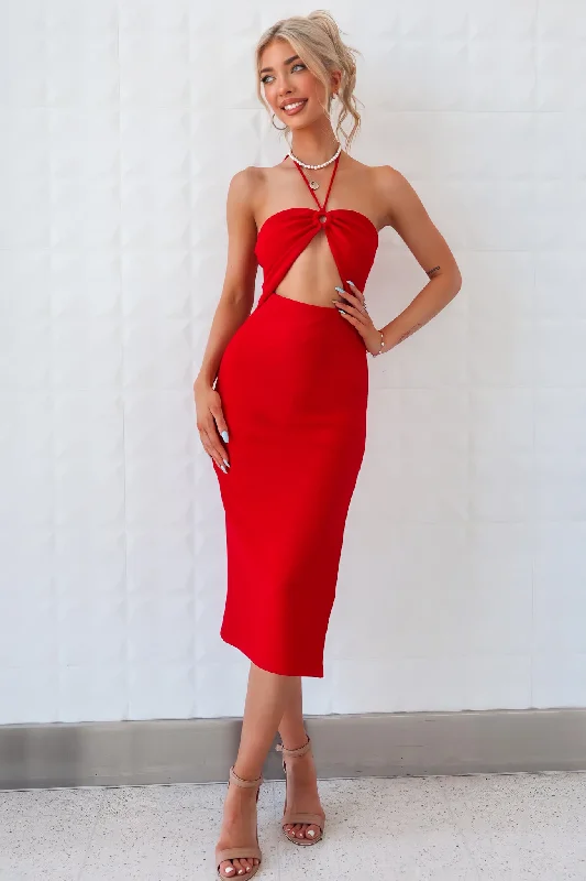 Ezra Midi Dress - Red purpose