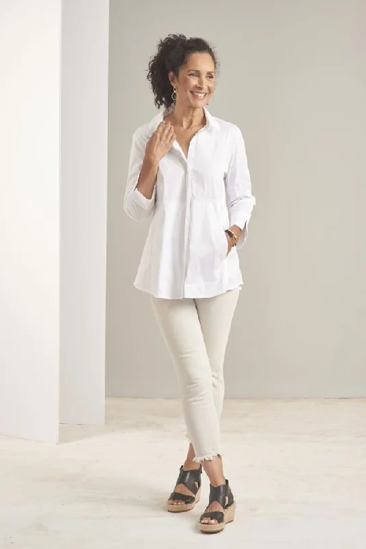 Habitat, 15019 Hidden Placket Shirt, White Confident Women's High - fashion