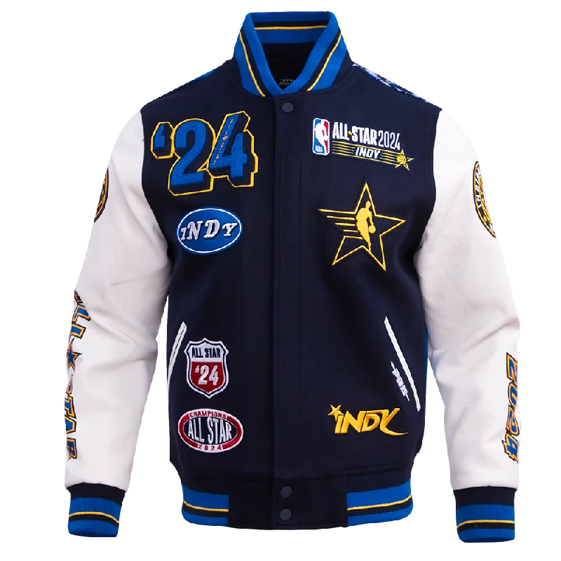 NBA ALL STAR GAME 2024 MEN'S WOOL VARSITY JACKET (MIDNIGHT NAVY/ROYAL BLUE) Preppy Women's College NBA ALL STAR GAME 2024 MEN'S WOOL VARSITY JACKET (MIDNIGHT NAVY/ROYAL BLUE) Preppy Women's College