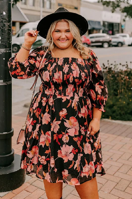 Pretty Petals Smocked Mini Dress Curves Bold Women's Statement