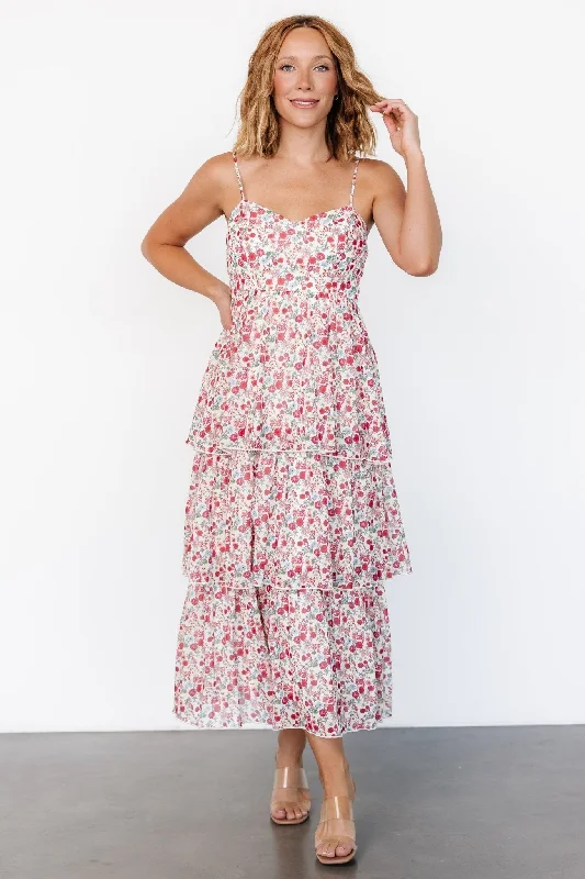 Caprice Tiered Dress | Cream Multi Floral Contemporary 