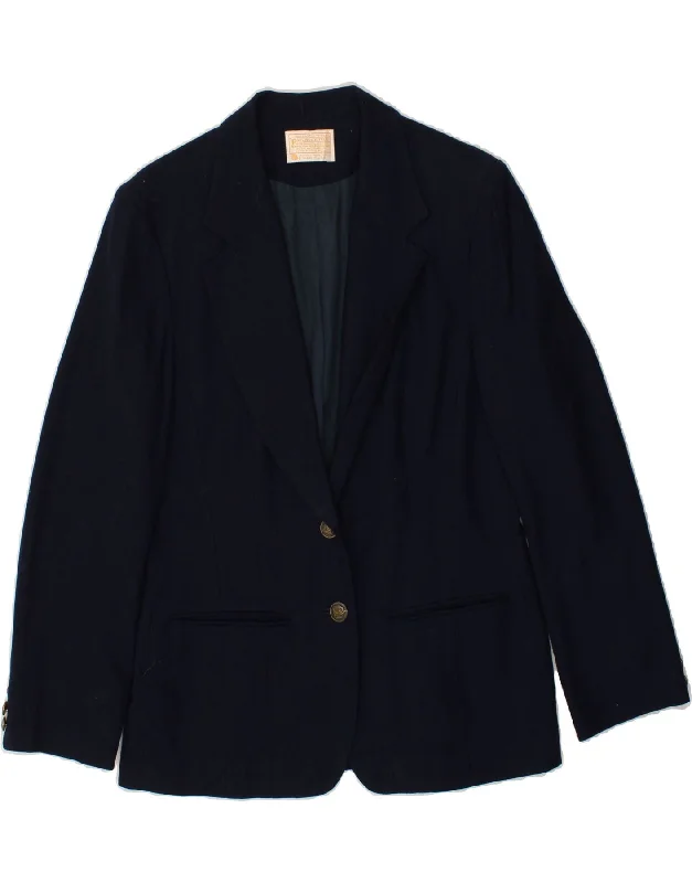 PENDLETON Womens 2 Button Blazer Jacket US 10 Large Navy Blue Wool Refined Women's Velvet