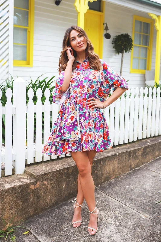 Colourful Bohemian Shirt Dress Youthful Women's Anime - inspired