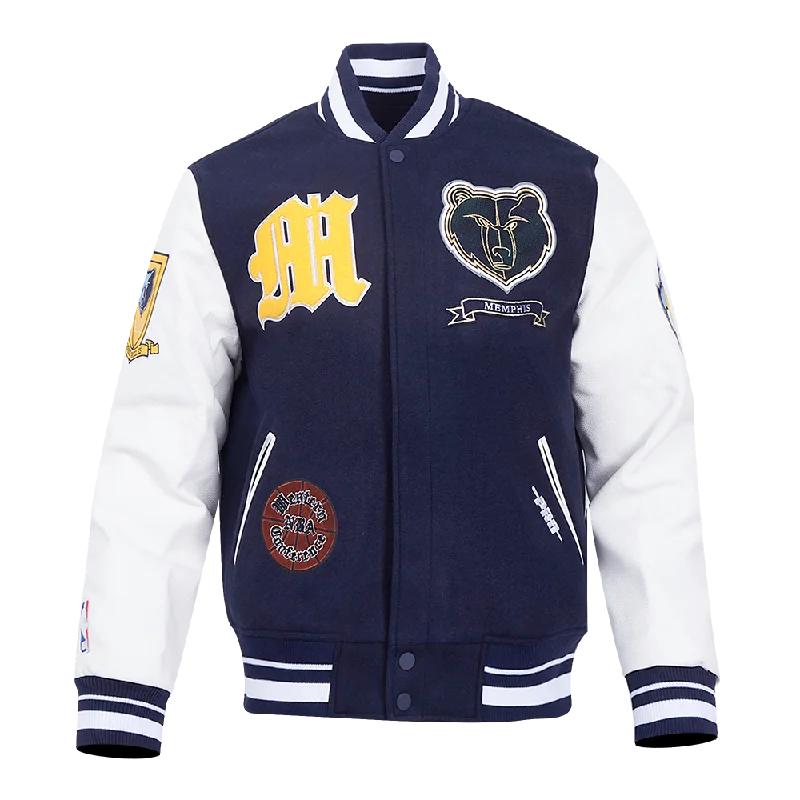 NBA MEMPHIS GRIZZLIES PRO PREP WOOL MEN'S VARSITY JACKET (MIDNIGHT NAVY/WHITE) Vacation NBA MEMPHIS GRIZZLIES PRO PREP WOOL MEN'S VARSITY JACKET (MIDNIGHT NAVY/WHITE) Vacation