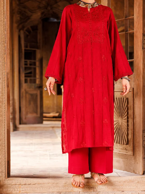 Red Lino Kara Kurti - AWP-LK-707A Bold Women's Statement