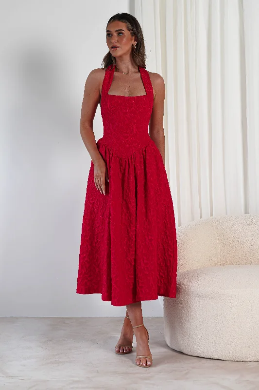 Margot Textured Midaxi Dress | Red Vacation