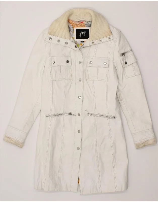 GIPSY Womens Overcoat UK 10 Small White Stylish Women's Tropical 
