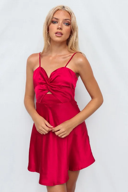 Adorne Mini Dress - Red Youthful Women's Pop
