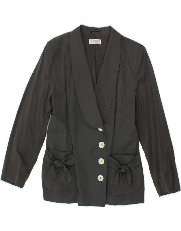 ELEGANCE Womens 4 Button Blazer Jacket UK 12 Medium Grey Polyester Traditional Women's Wool