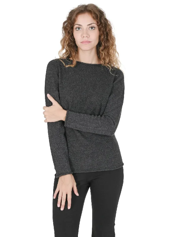 Crown of Edinburgh Cashmere Women's Premium Cashmere Boatneck Sweater in Dark gray - M Compression Crown of Edinburgh Cashmere Women's Premium Cashmere Boatneck Sweater in Dark gray - M Compression