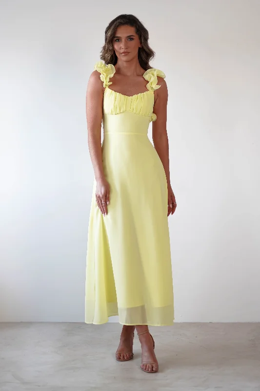 Sadie Ruffle Sleeve Maxi Dress | Yellow Refined Women's 