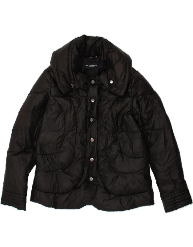 MARINA SPORT Womens Padded Jacket UK 10 Small Black Polyester Classic Women's Pin - striped