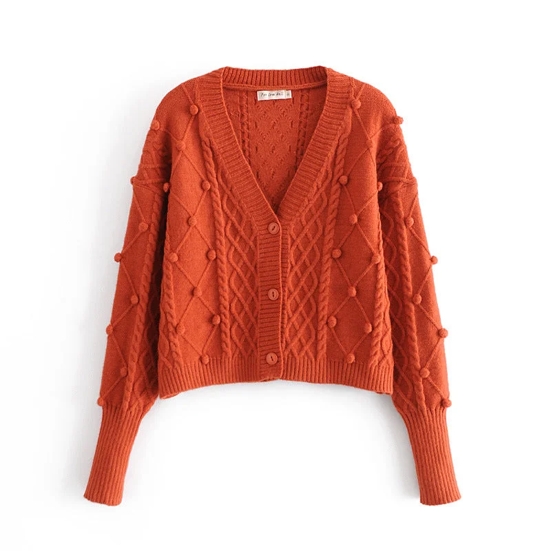The new fashion style of spring v-neck short board cardigan sweater  1348 Athletic Women's 