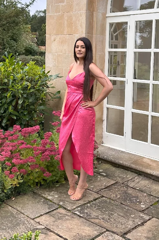 Vesper Margiela Pink Jacquard Midaxi Dress Disco