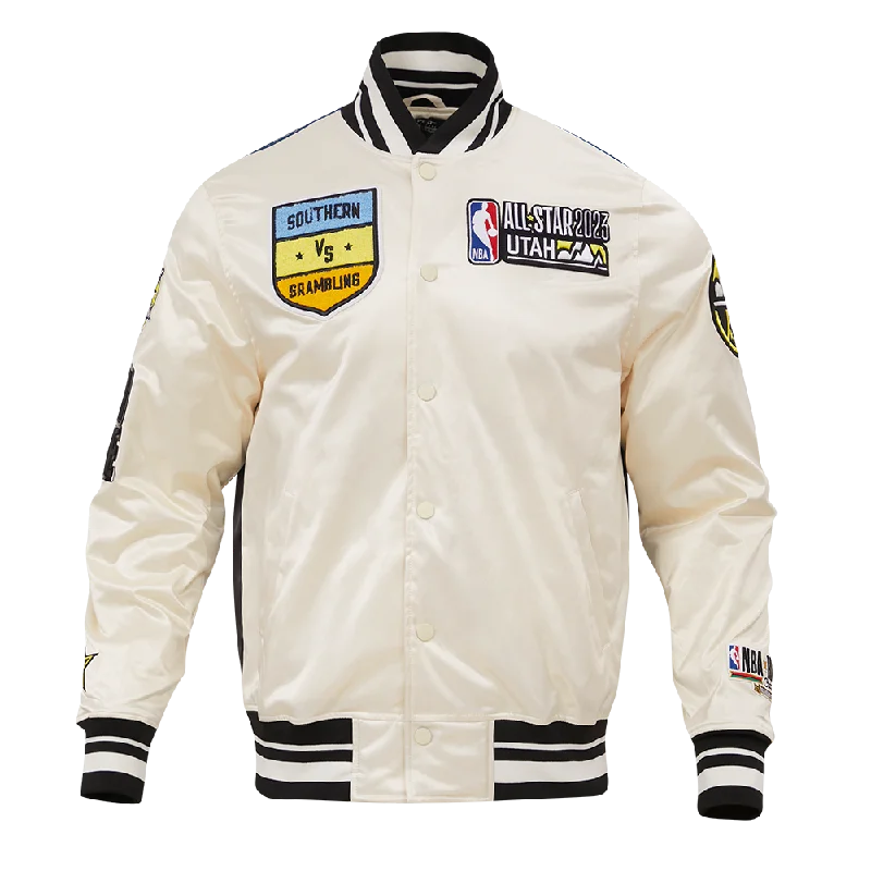 NBA X HBCU ALL STAR 2023 MEN'S RIB SATIN JACKET (EGGSHELL/ BLACK) Sporty Women's Tennis