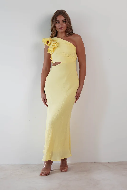 Logen Ruffle Sleeve Midaxi | Yellow Artistic Women's Avant - 