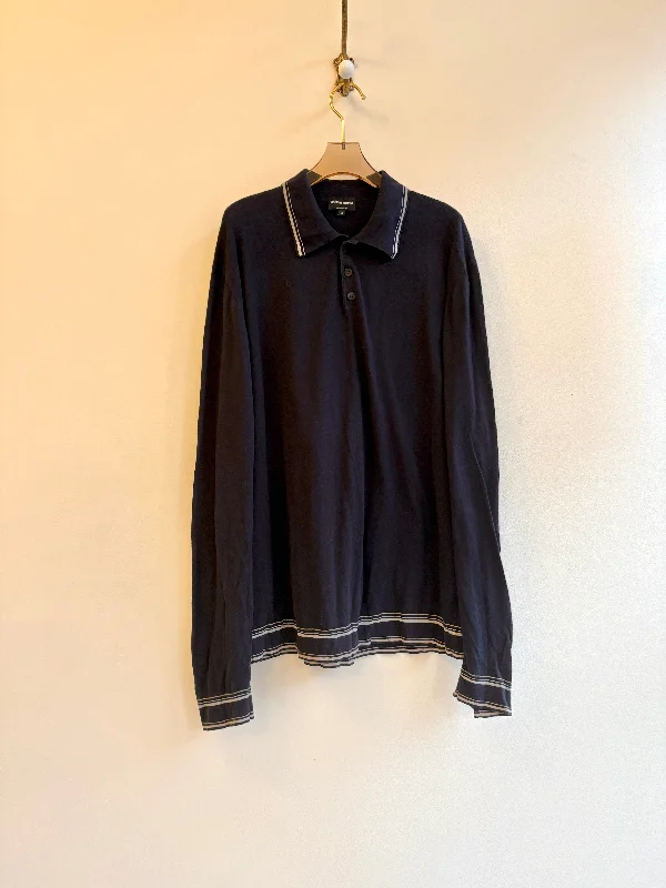 Georgio Armani | Navy & White Sweater w/ Button Front (Vintage) Women