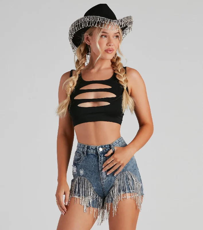 Stop To Stare Distressed Cutout Tank Hip Women's Retro