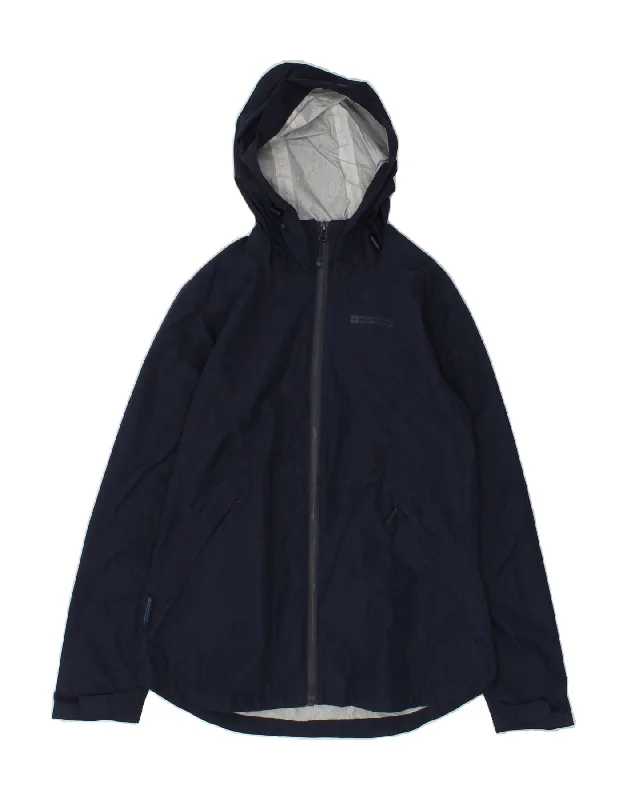 MOUNTAIN WAREHOUSE Womens Hooded Rain Jacket UK 10 Small Navy Blue Trendy Women's Oversized