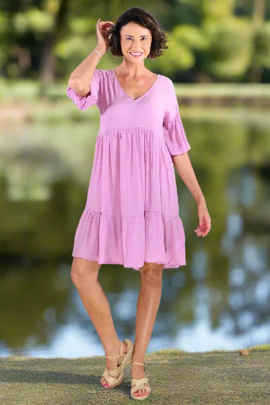 Soft Pink Tiered Tunic Dress Disco