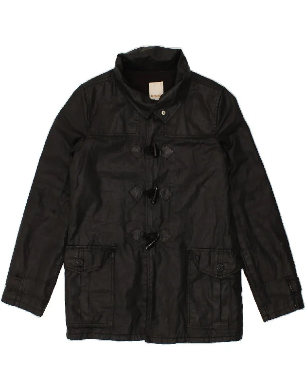 DIESEL Womens Duffle Waxed Cotton Jacket UK 18 XL Black Cotton Compression
