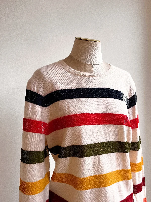 Carolina Herrera | Sequin-Striped Sweater (Vintage) Bohemian Women's Free