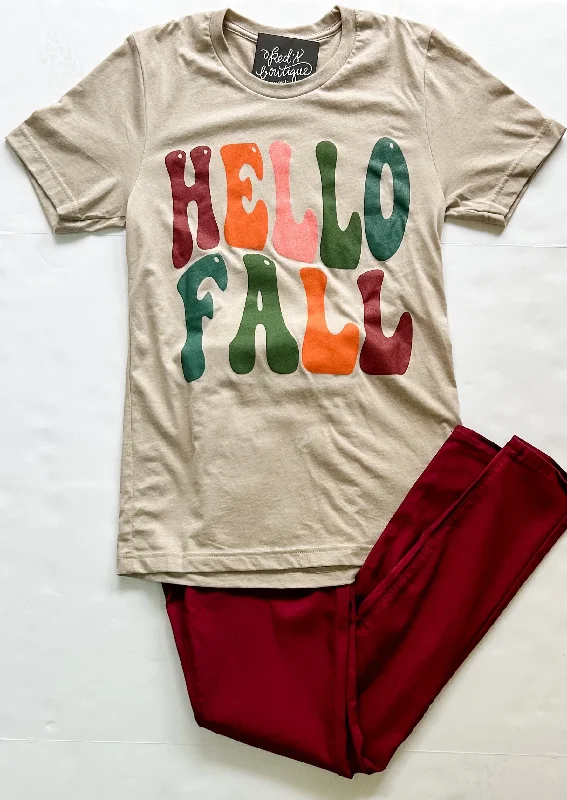 Hello Fall Retro Tee Monochromatic All - in - one
