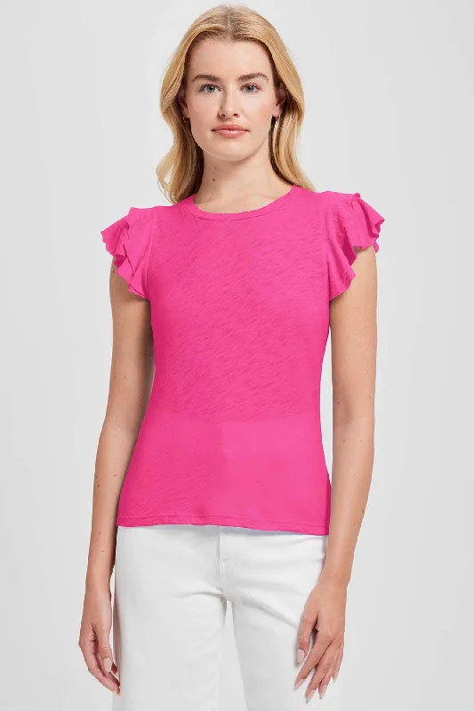 Celeste Ruffle Sleeve Top in Raspberry Confident Women's Power